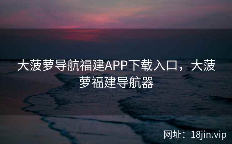 大菠萝导航福建APP下载入口，大菠萝福建导航器